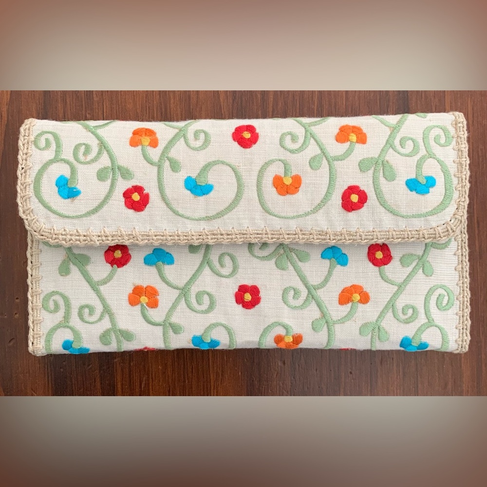 Slim Trifold Embroidered Wallet